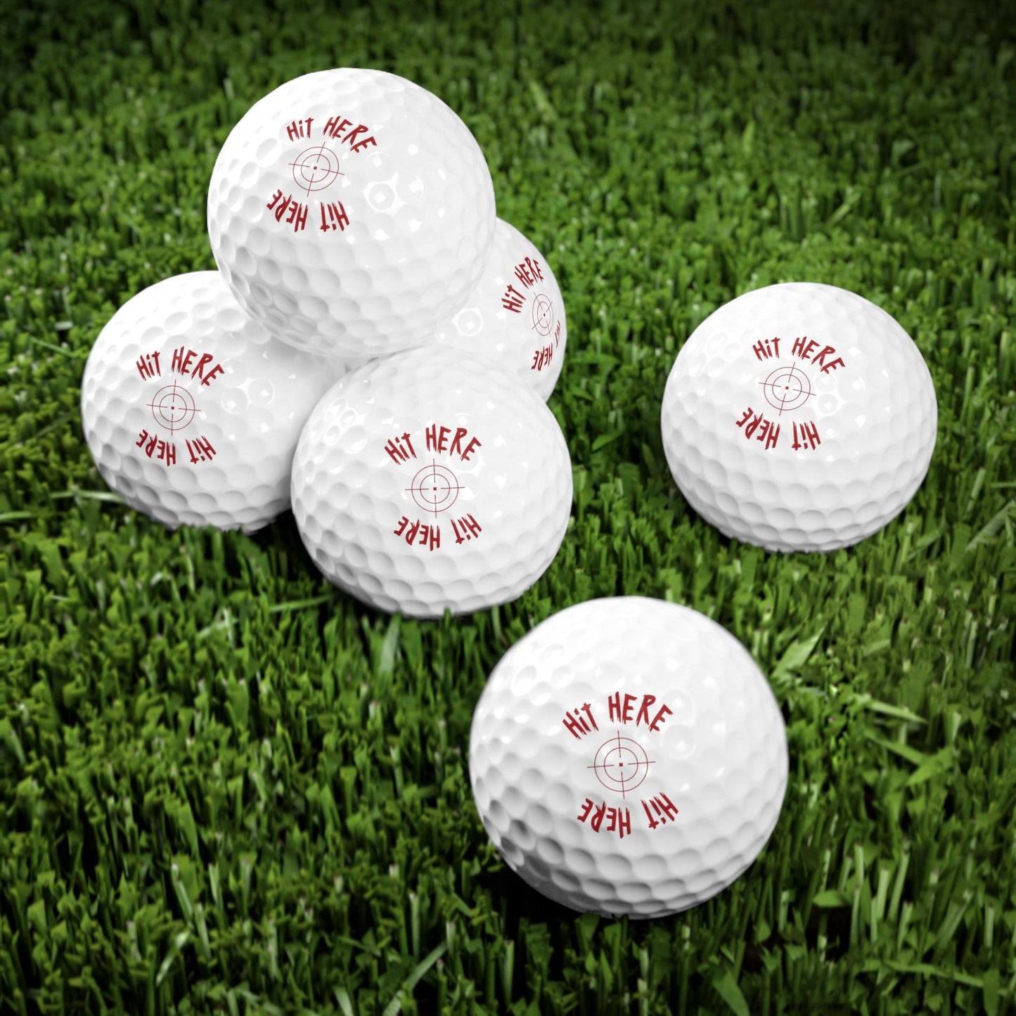 Golf Balls Set - Hit Here Design - 6 Pack - by Maison Baron - Maison Baron