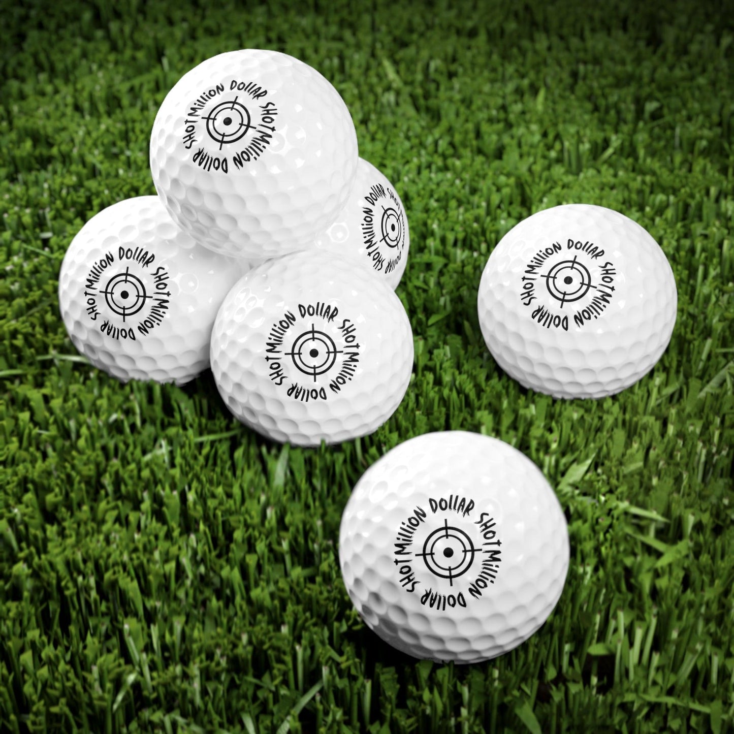 Golf Balls Set - Million Dollar Shot Design - 6 Pack - by Maison Baron - Maison Baron